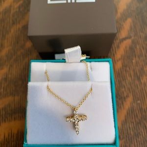 14k Gold Diamond Cross Necklace